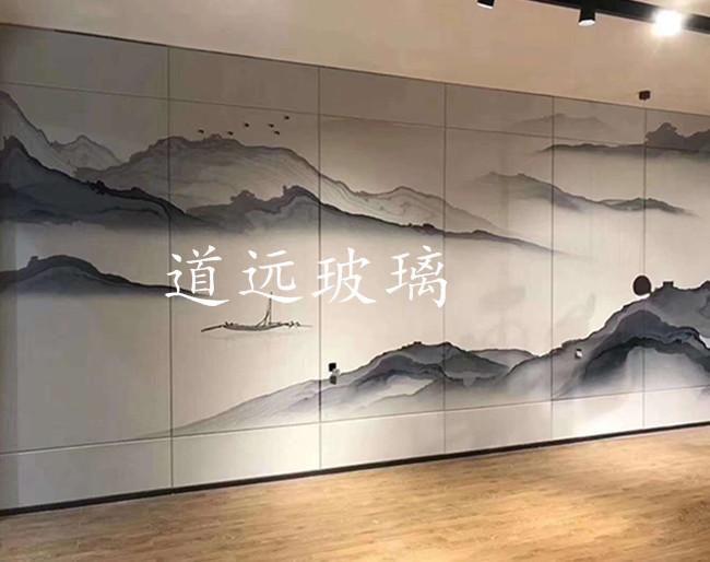 夾絲山水畫玻璃007